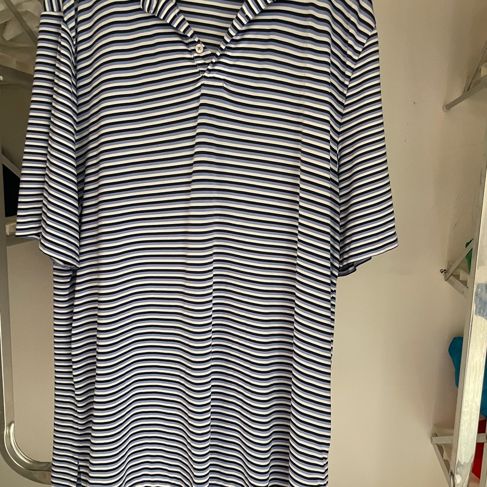 RLX Ralph Lauren Navy and White Striped Polo